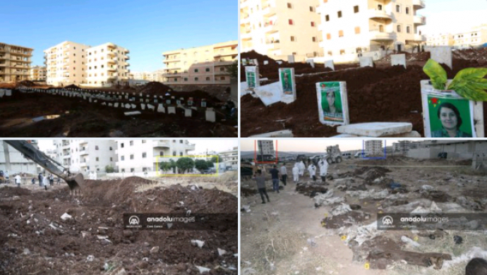 AA’nın ‘toplu mezar’ diye servis ettiği mezarlık YPG’lilere ait çıktı