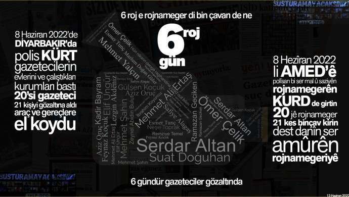Diyarbakır’da 20’si gazeteci 22 kişi, 6 gündür gözaltında