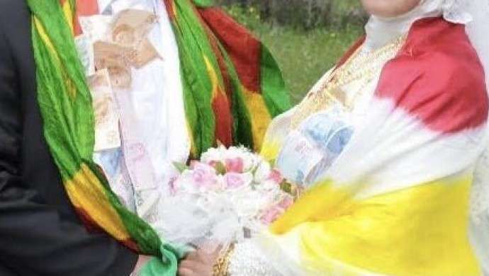 Düğünde sarı, kırmızı ve yeşil renkte şal takan damat ile birlikte 9 kişi tutuklandı